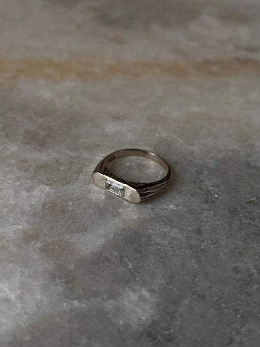 Clear Quartz Signet 925 Sterling Silver Ring