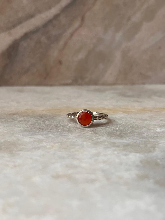 Carnelian Dot Band 925 Sterling Silver Ring