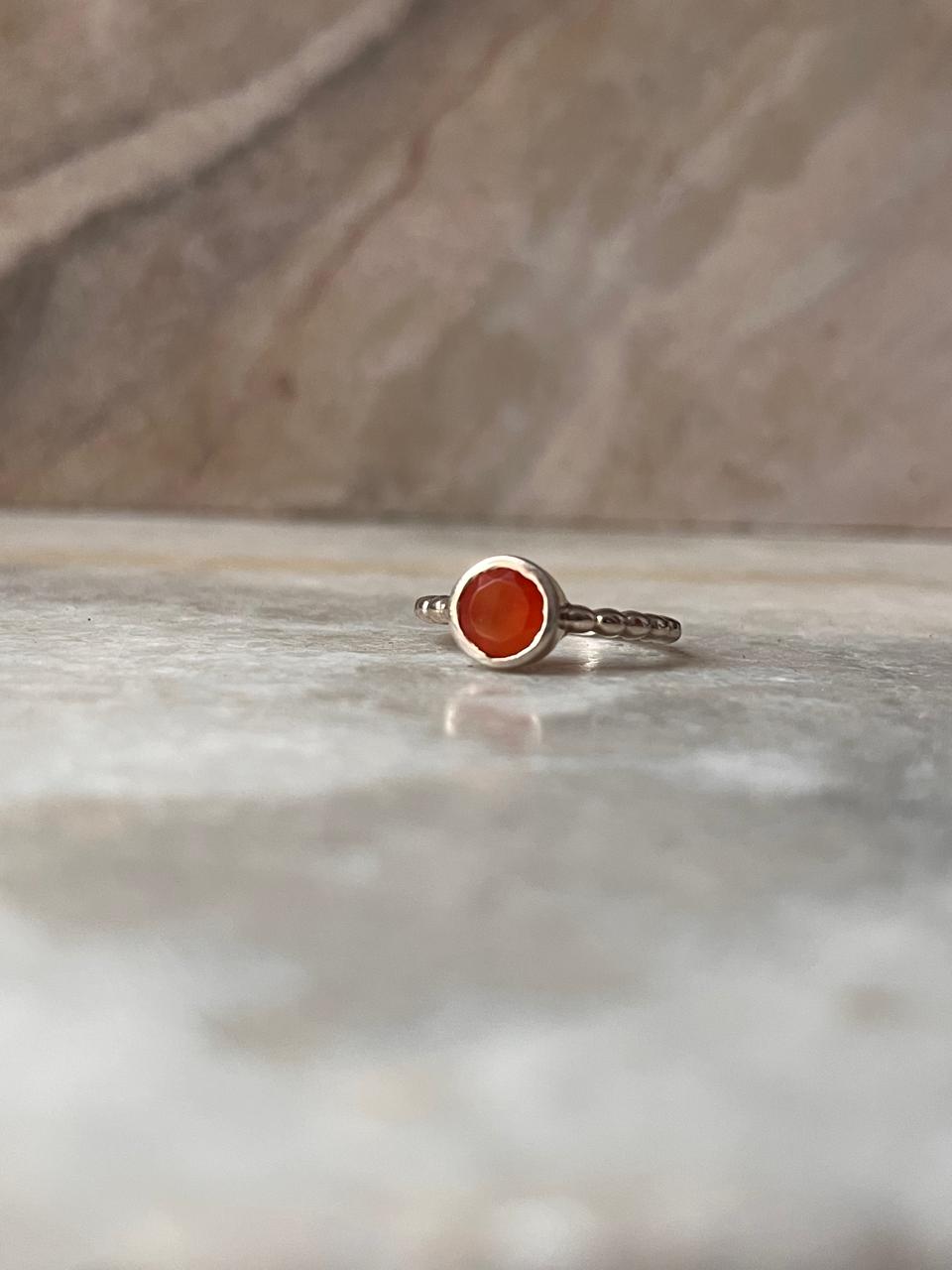 Carnelian Dot Band 925 Sterling Silver Ring