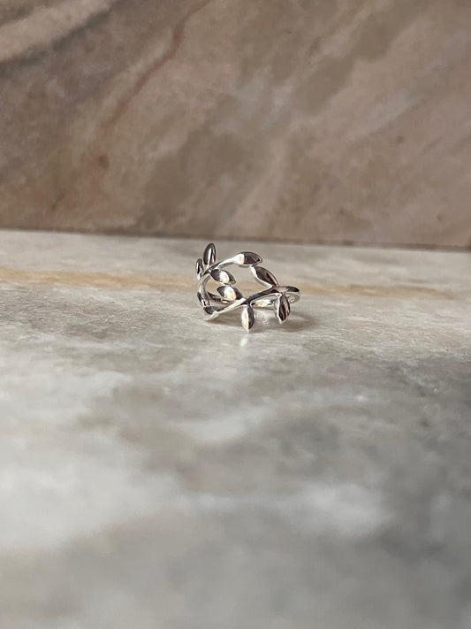 Willow Leafy Fixed 925 Sterling Silver Silver Ring