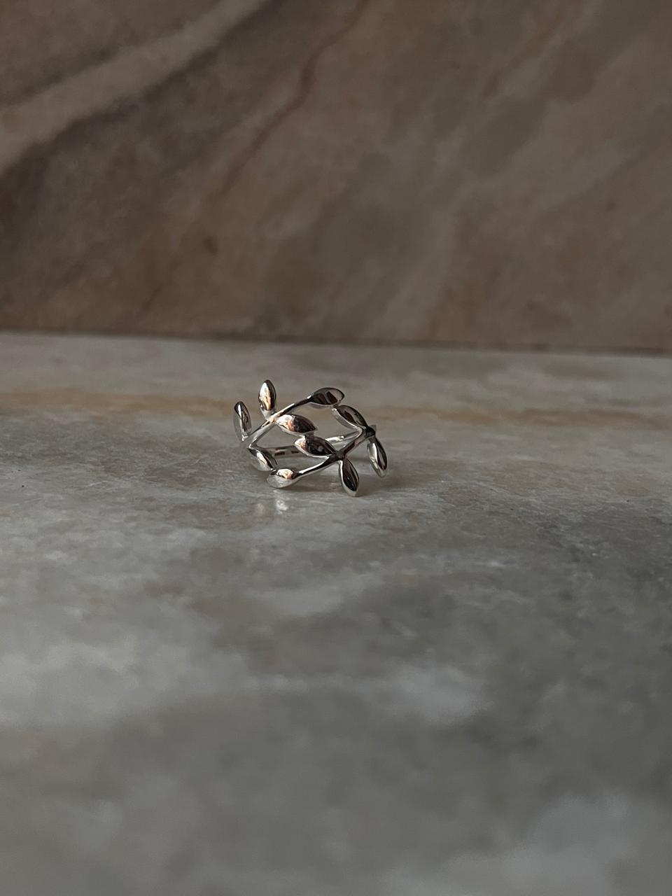 Willow Leafy Fixed 925 Sterling Silver Silver Ring