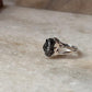 Uncut black tourmaline silver ring handcrafted design
