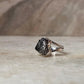 Raw black tourmaline gemstone ring in sterling silver  