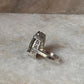 Polished silver statement ring with green amethyst  