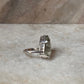 Minimal solitaire ring with green amethyst crystal  