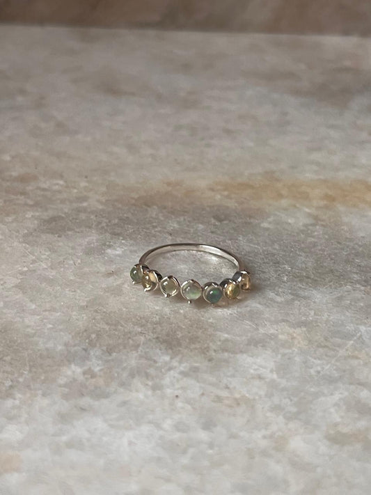 Natural Ethiopian Opal Eternity Band 925 Sterling Silver Ring