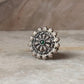 Adjustable 925 sterling silver ring with floral mandala design