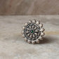 Antique Green Flower Mandala Style 925 Sterling Silver Ring  