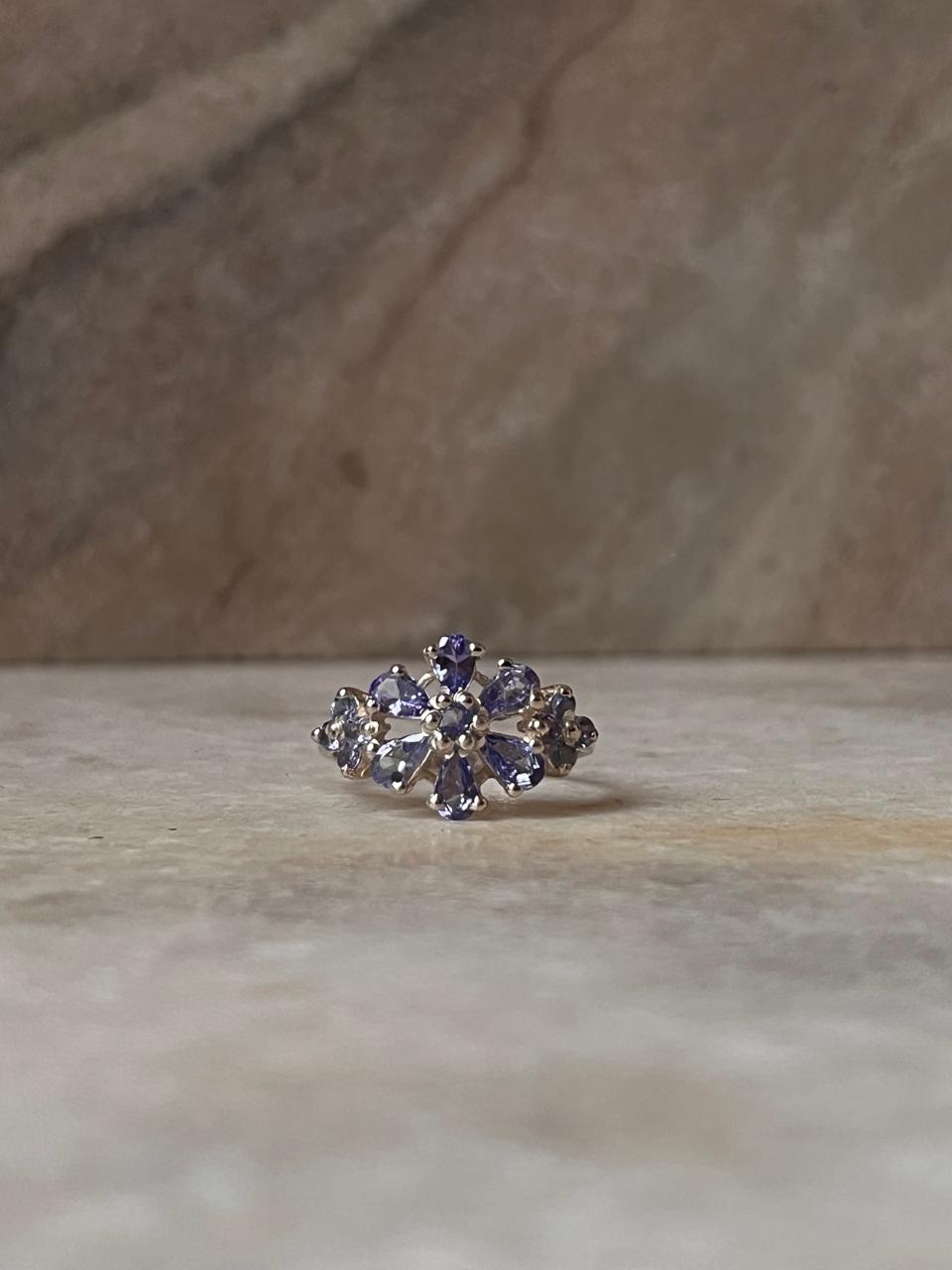 Tanzanite Flower 2 925 Sterling Silver Ring