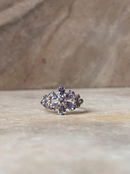 Tanzanite Flower 2 925 Sterling Silver Ring