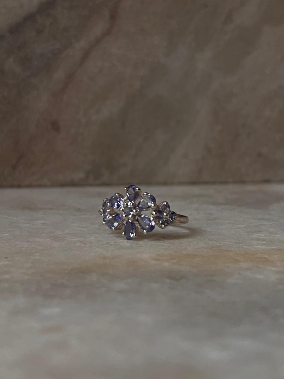 Tanzanite Flower 2 925 Sterling Silver Ring