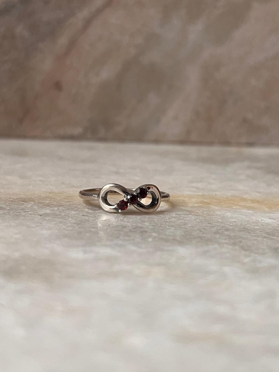 Garnet Infinity 925 Sterling Silver Ring