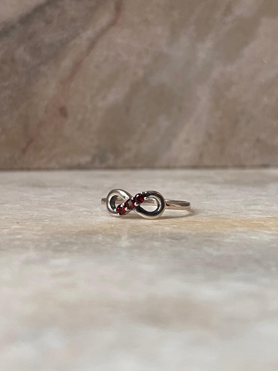 Garnet Infinity 925 Sterling Silver Ring