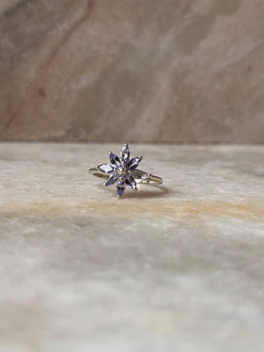 Tanzanite Floral 925 Sterling Silver Ring