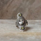 Peridot & Clear Quartz Tribal Engraved 925 Sterling Silver Ring