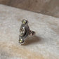 Peridot & Clear Quartz Tribal Engraved 925 Sterling Silver Ring