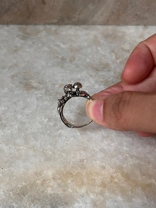 Forest Enchantment (Hedgehog, Mushroom) 925 Sterling Silver Ring