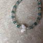 Mother of Pearl Butterfly, Apatite & Clear Quartz Crystal 925 Sterling Silver Bracelet