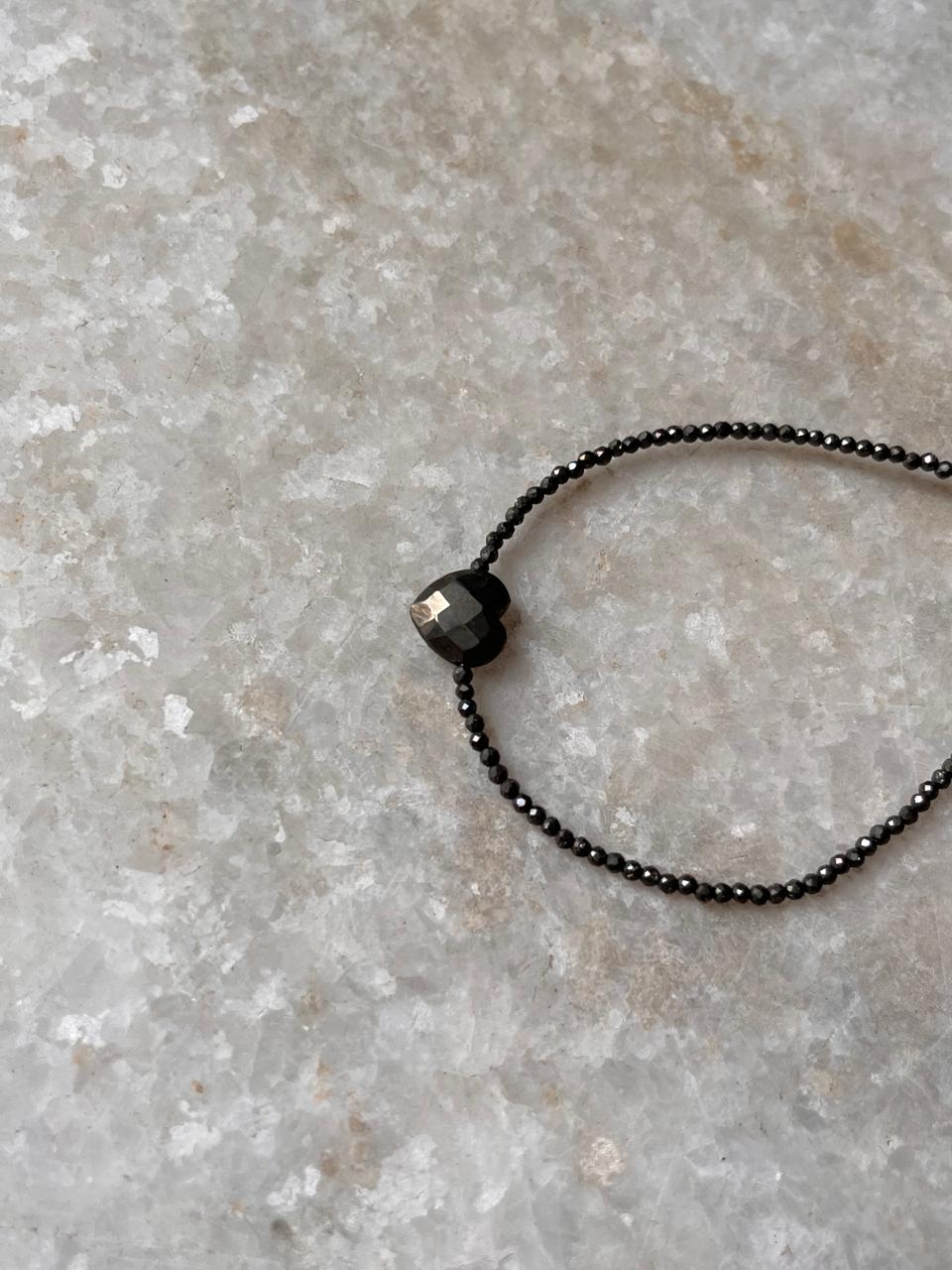 Pyrite Heart & 2mm Beads 925 Sterling Silver Bracelet