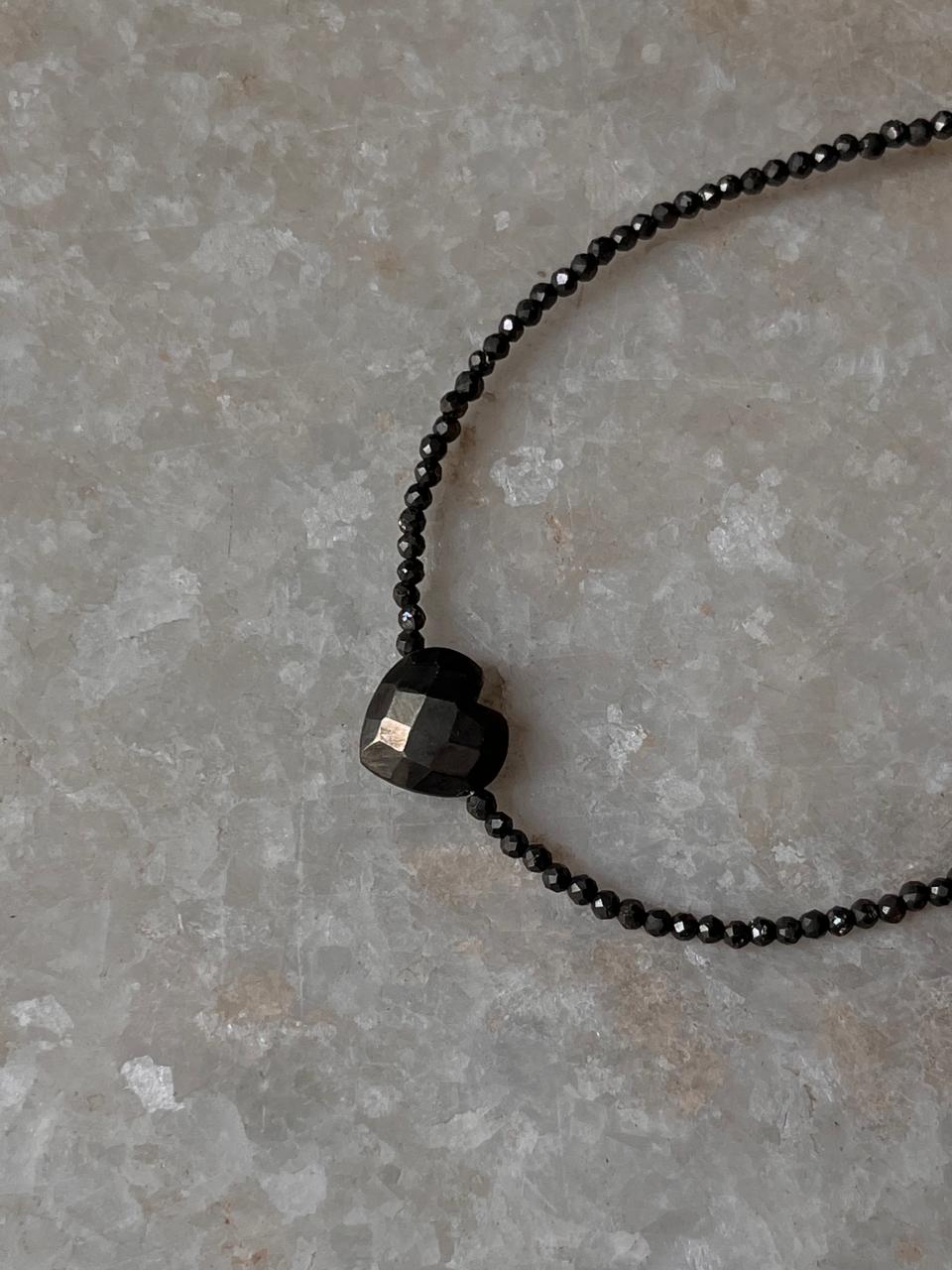 Pyrite Heart & 2mm Beads 925 Sterling Silver Bracelet