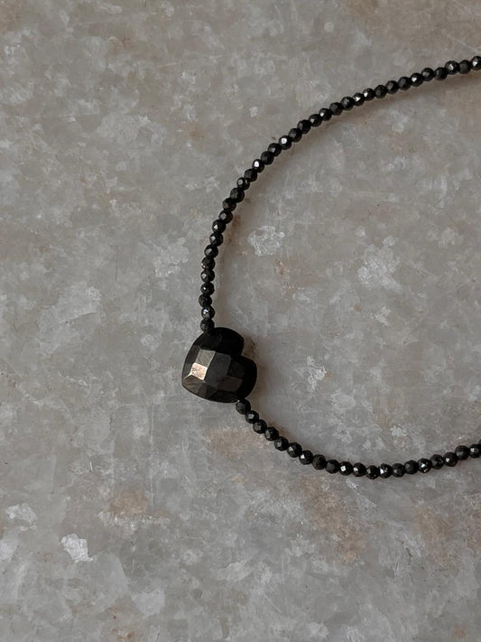 Pyrite Heart & 2mm Beads 925 Sterling Silver Bracelet