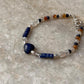 Lapis lazuli, Moonstone, Citrine & Pearl 4mm Round Handcrafted 925 Sterling Silver Bracelet