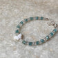 Mother of Pearl Butterfly, Apatite & Clear Quartz Crystal 925 Sterling Silver Bracelet