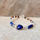 Lapis lazuli, Moonstone, Citrine & Pearl 4mm Round Handcrafted 925 Sterling Silver Bracelet