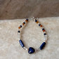 Lapis lazuli, Moonstone, Citrine & Pearl 4mm Round Handcrafted 925 Sterling Silver Bracelet