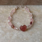 Lovers Dream- Strawberry Quartz Heart, Rose Quartz, Clear Quartz & Pearl Crystal 925 Sterling Silver Bracelet