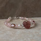 Lovers Dream- Strawberry Quartz Heart, Rose Quartz, Clear Quartz & Pearl Crystal 925 Sterling Silver Bracelet