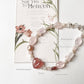 Lovers Dream- Strawberry Quartz Heart, Rose Quartz, Clear Quartz & Pearl Crystal 925 Sterling Silver Bracelet