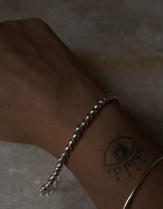 classic plain silver bead bracelet in 925 sterling silver