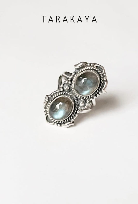 Labradorite Boho Statement 925 Sterling Silver Ring