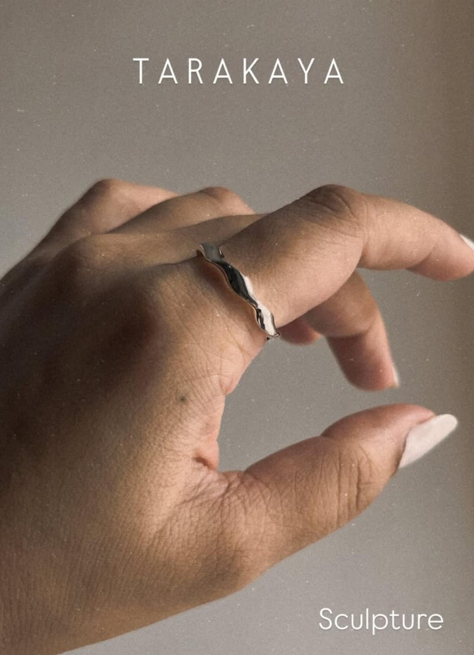Sculpture Stack Band 925 Sterling Silver Ring