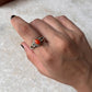 Natural Coral Boho Oval 925 Sterling Silver Ring