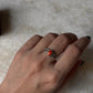 Natural Coral Boho Oval 925 Sterling Silver Ring