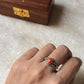 Natural Coral Boho Oval 925 Sterling Silver Ring