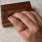 Natural Coral Boho Oval 925 Sterling Silver Ring