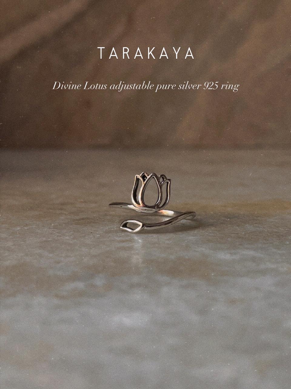 Lotus Cut Out Minimal Adjustable 925 Sterling Silver Ring