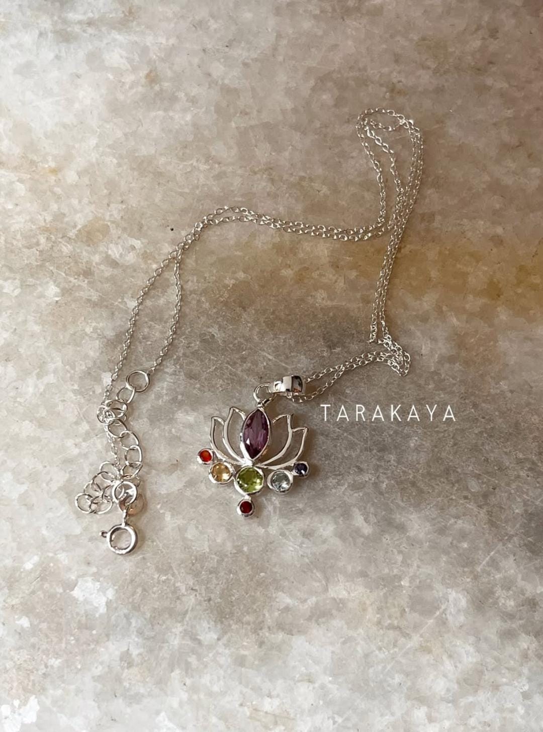 Seven Chakra Lotus 925 Sterling Silver Pendant