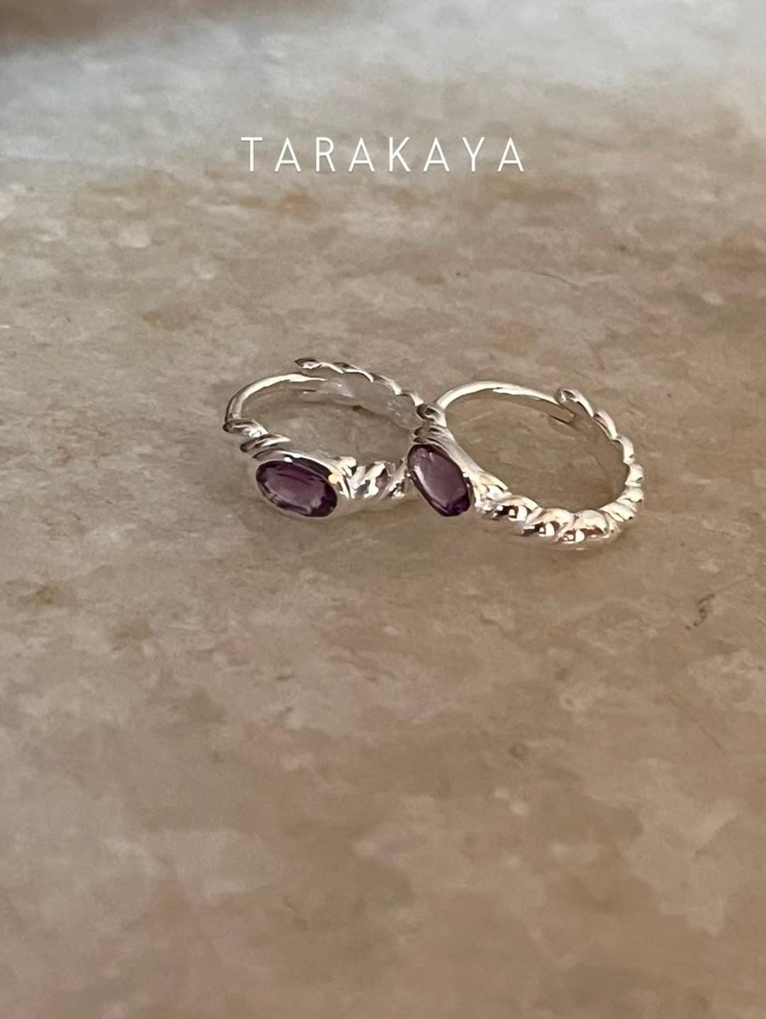 Silver Amethyst Croissant Huggies 925 Sterling Silver Earrings