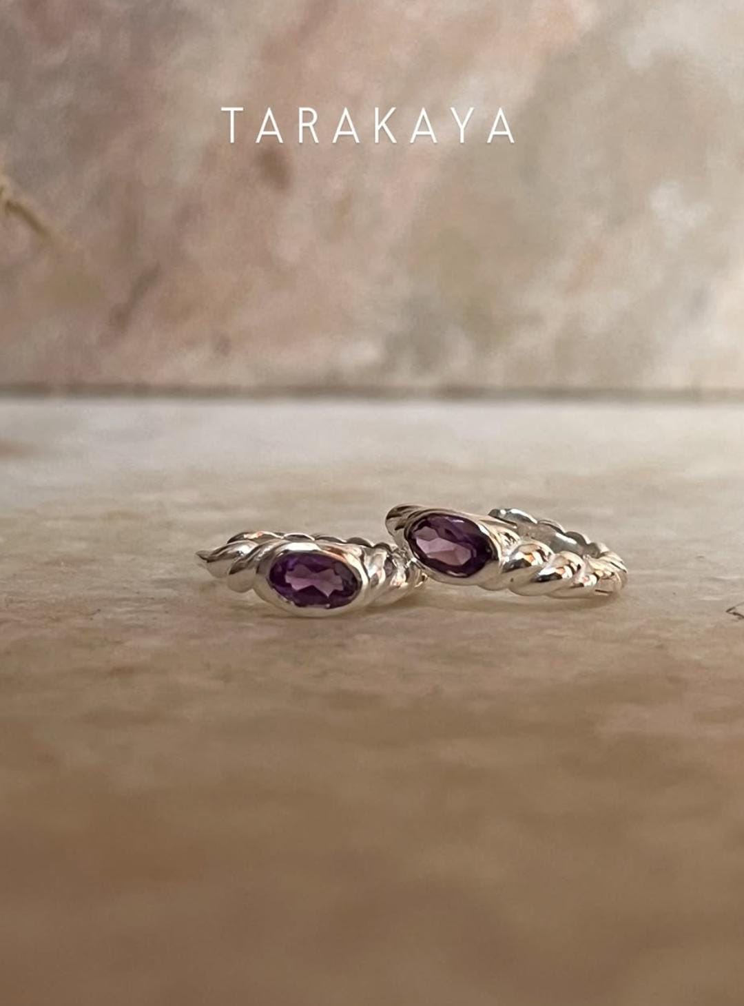 Silver Amethyst Croissant Huggies 925 Sterling Silver Earrings