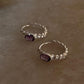 Silver Amethyst Croissant Huggies 925 Sterling Silver Earrings