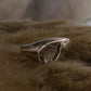 Elegant Sterling Silver Signet Ring with Green Amethyst Pear Cut  