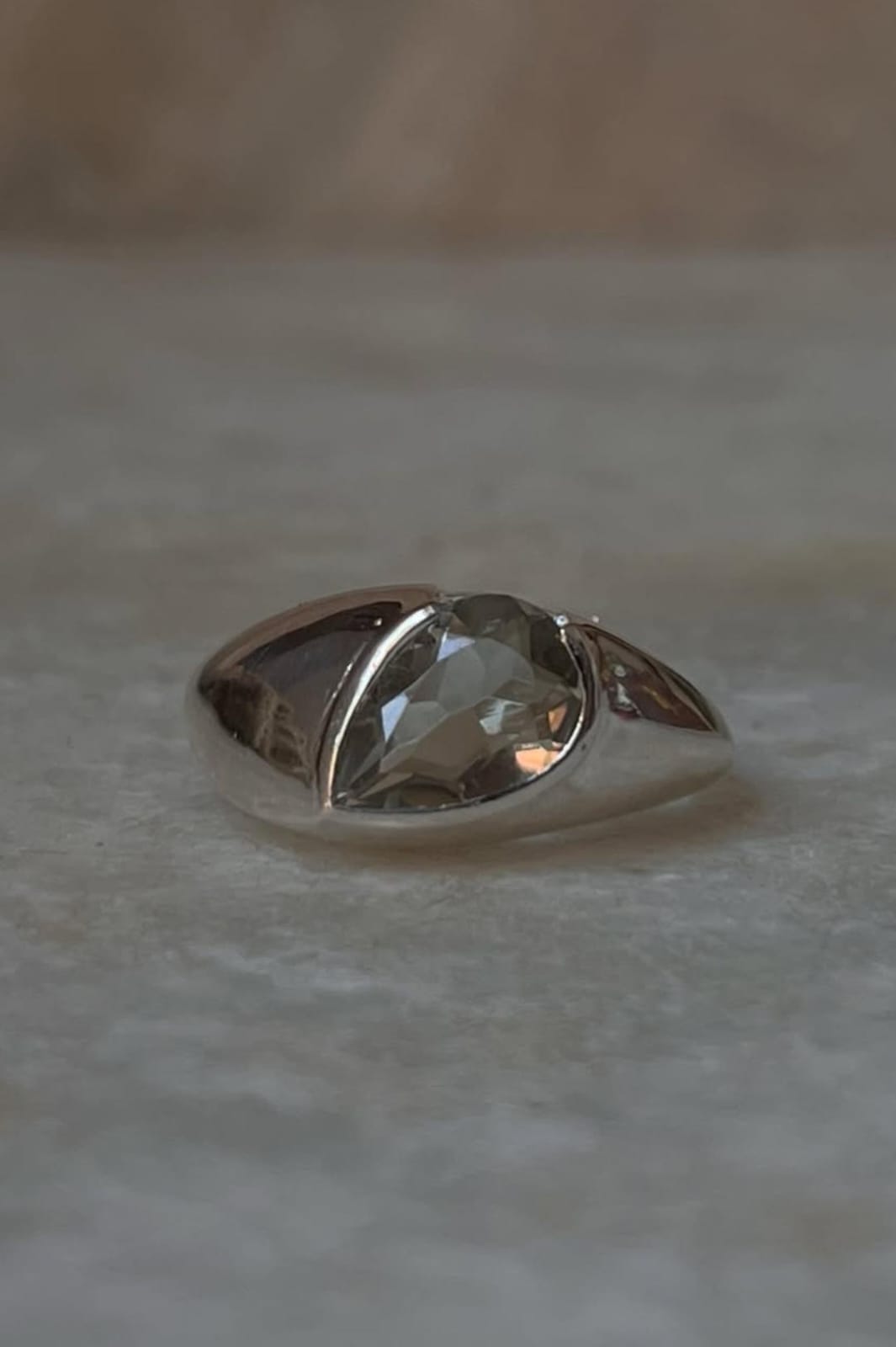 Handcrafted 925 Silver Green Amethyst Pear Hula Signet Ring