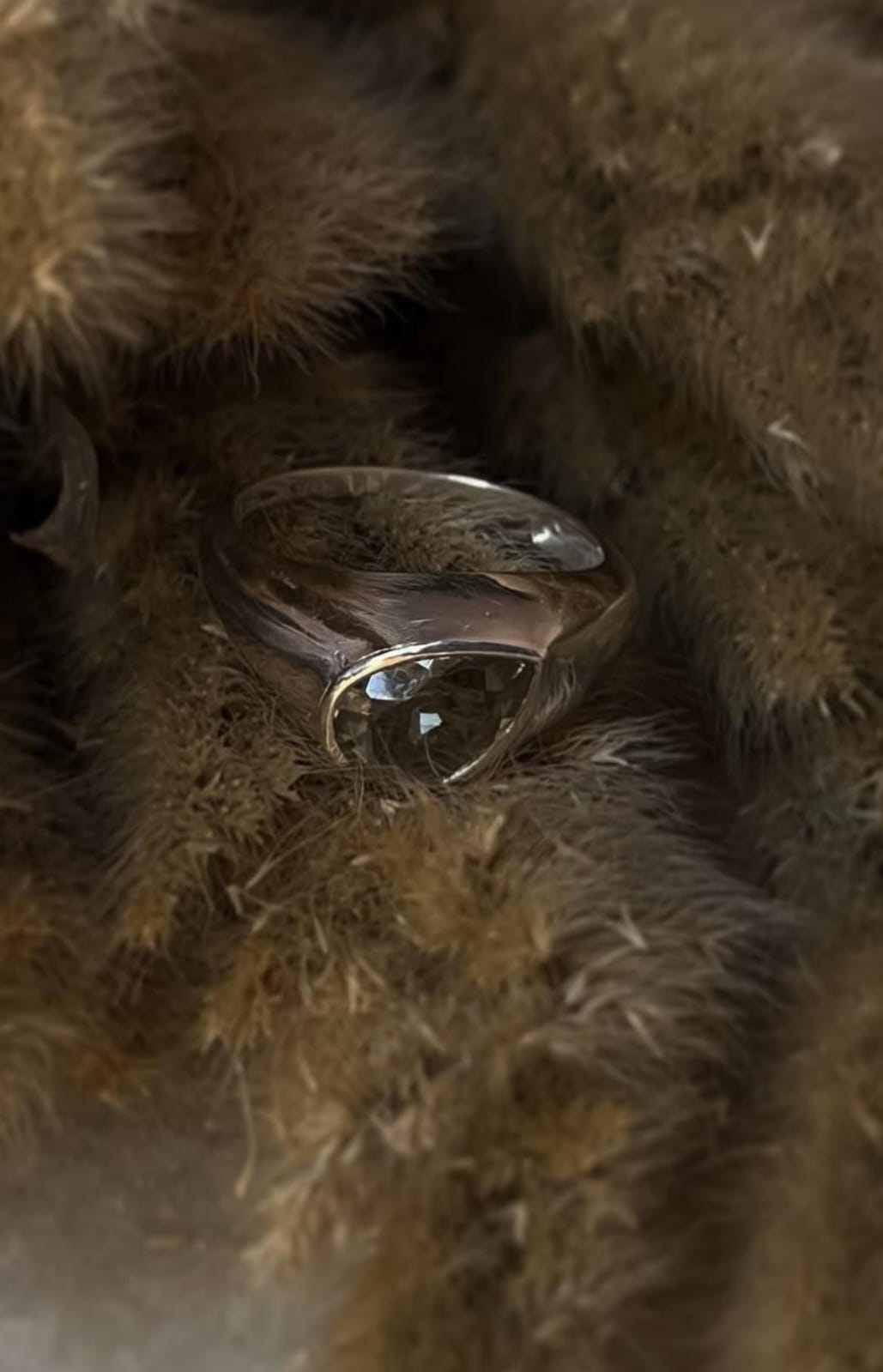 Modern Sterling Silver Signet Ring with Pear Green Amethyst  