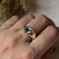 Green Amethyst Hula Inspired Pear Signet Ring in Silver  