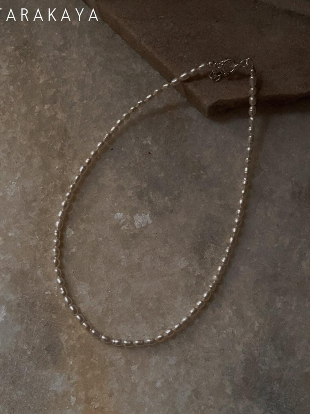 Natural Fresh Water Pearl 3-4MM 925 Sterling Silver Lock Necklace