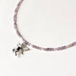 Amethyst & Fresh Water Rice Pearl Natural Crystal With Cherub Angel Charm 925 Sterling Silver Choker Necklace